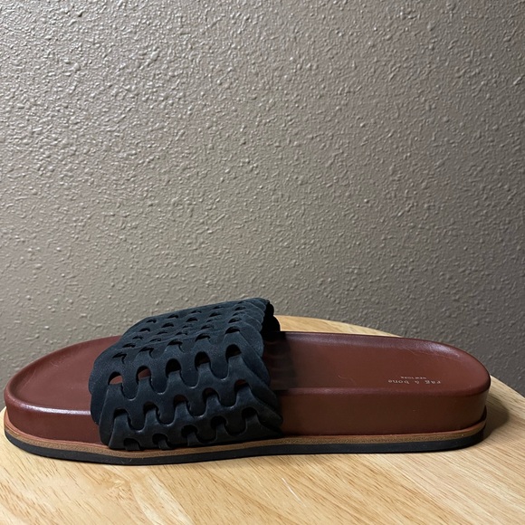 NWOT Rag & Bone Bailey Slide Black Leather Woven Textured Sandal Women’s 8.5-9 - Picture 10 of 14